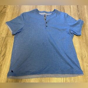 Untuckit Shirt Mens  Blue Henley Short Sleeve Tshirt Comfort Stretch Size XXL